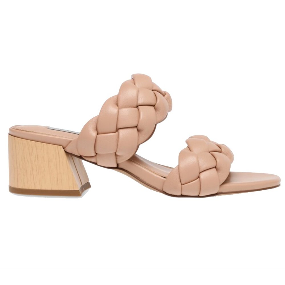 Steven by Steve Madden Braided Block Heal Sandals Beliza Nude Lea Size 10